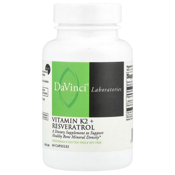 Vitamin K2 + Resveratrol, 60 Capsules DaVinci