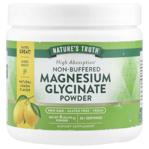 Non-Buffered Magnesium Glycinate Powder, Natural Lemon , 6 oz (170 g) Nature's Truth