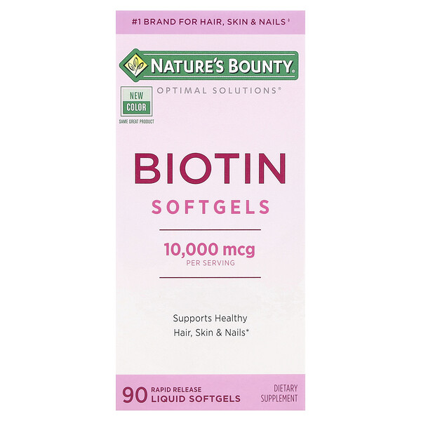 Biotin Softgels , 10,000 mcg , 90 Rapid Release Liquid Softgels Nature's Bounty