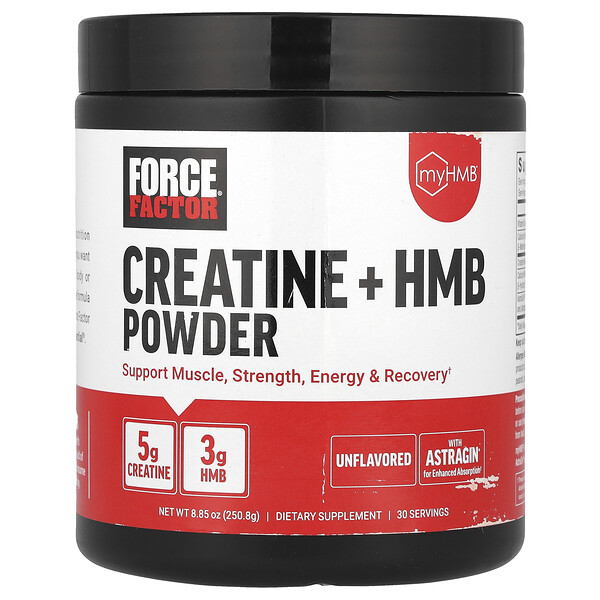 Creatine + HMB Powder (Порошок), Unflavored (Без вкуса), 8.85 oz (Унции) (250.8 g) Force Factor