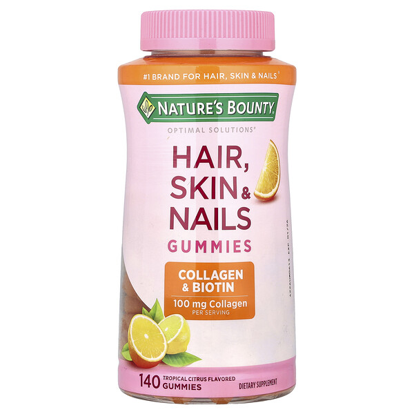 Hair, Skin & Nails Gummies, Tropical Citrus, 140 Gummies Nature's Bounty