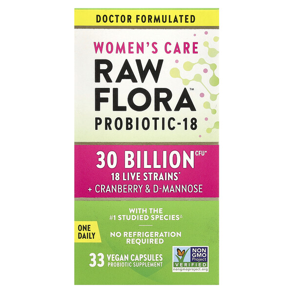 Women's Care, RAW Flora™ Probiotic-18, 30 Billion CFU, 33 Vegan Capsules Nature's Truth