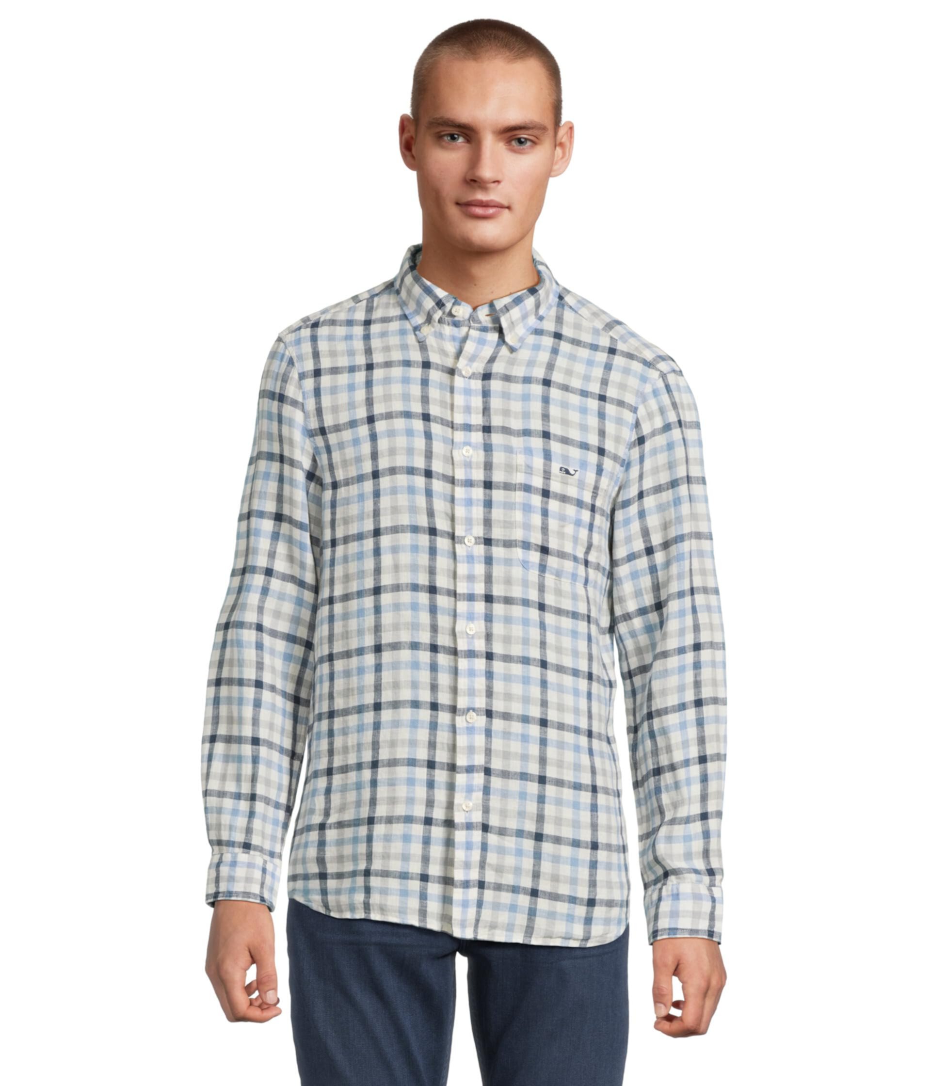 Мужская Повседневная рубашка Vineyard Vines Tattersall Linen Vineyard Vines