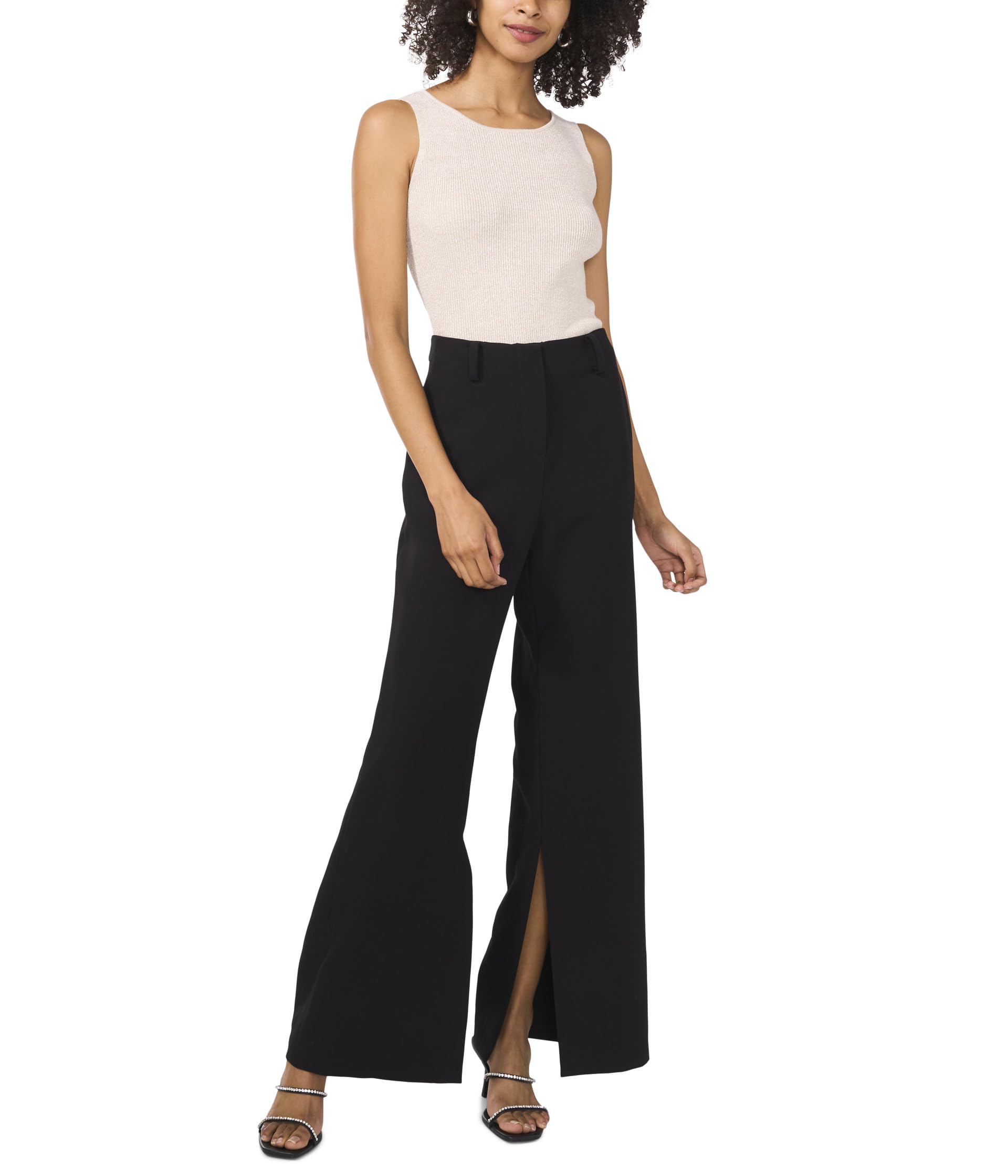 Trouser With Inseam Slit And Clean Finish Front Waist Vince Camuto