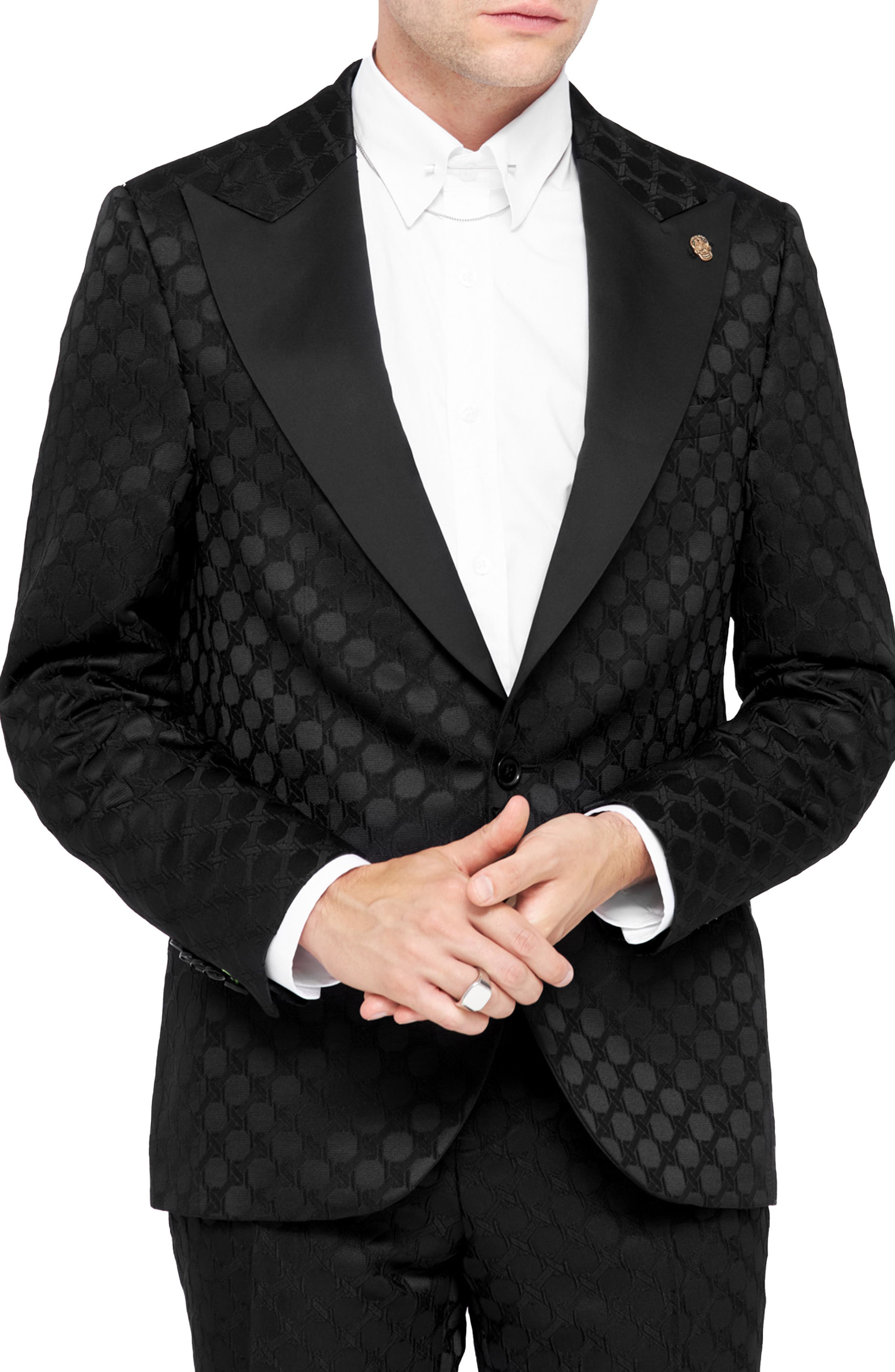 Papatya Slim Fit Black Jacquard Sport Coat Twisted Tailor