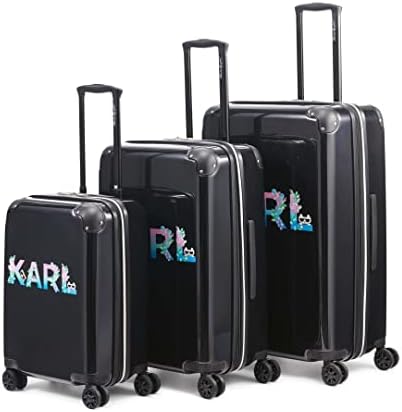 Karl Lagerfeld Paris Flowers 28" Upright Luggage, Black Karl Lagerfeld