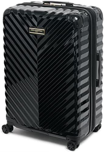 Karl Lagerfeld Paris Women's Suitcase Spinner Wheels Hardside, Deep Black, One Size Karl Lagerfeld