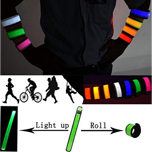 LED Glow Slap Bracelet Light Up Wristband High Visibility Safety Gear for Cycling Walking Running Concert Camping Outdoor Sports-Fits Women Men (7 Pack - Colorful) Amnquerxus