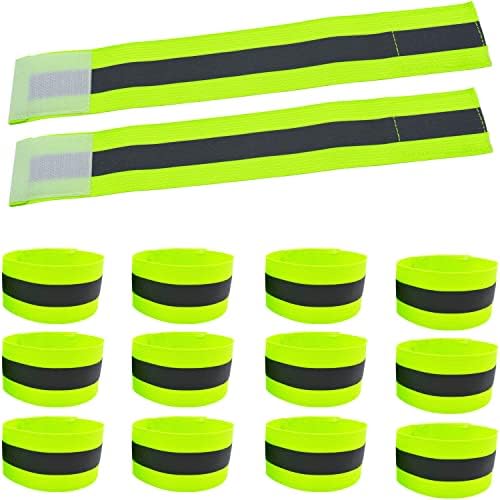 16-Pack Reflective Running Gear, Reflective Bands Elastic Strap Wristbands Ankle Bands Armbands, Safety Gear for Women Men Kids Amnquerxus