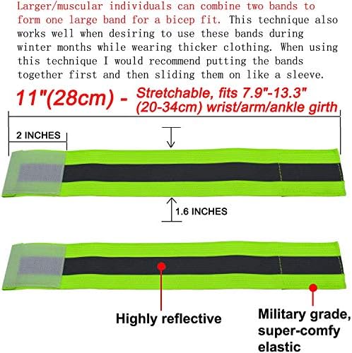 High Visibility Reflective Night Running Walking Elastic Strap Wristbands Ankle Bands Armbands Safety for Cycling Walking Running Camping Sports-Fits Women, Men & Kids Amnquerxus