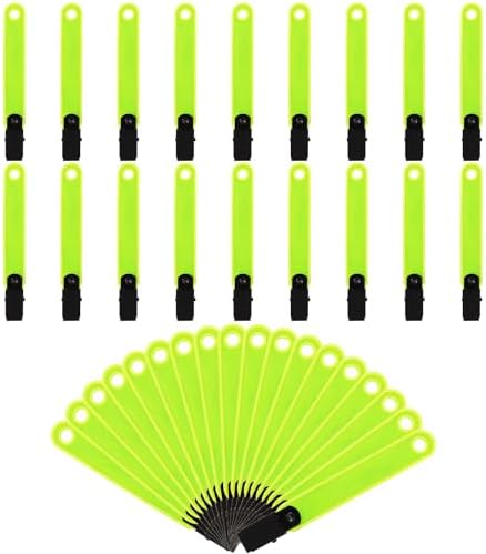 36pcs Double-Sided Reflective Trail Markers for Trees Trail Marking Ribbon, Marking Tacks with Clips for Hunting Hiking Outdoor Sport Accessories (Fluorescent Yellow) Peutier