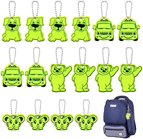 OSDUE Reflector Pendant, 16pcs Waterproof Child Safety Reflector Pendant for School Bag, Wheelchair, Bicycle and Running Osdue