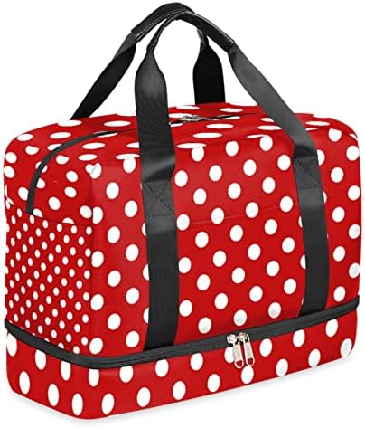 Сумка дорожная Bardic Polka Dot Sports Gym Bag с отсеком для обуви, красная и белая в горошек Bardic