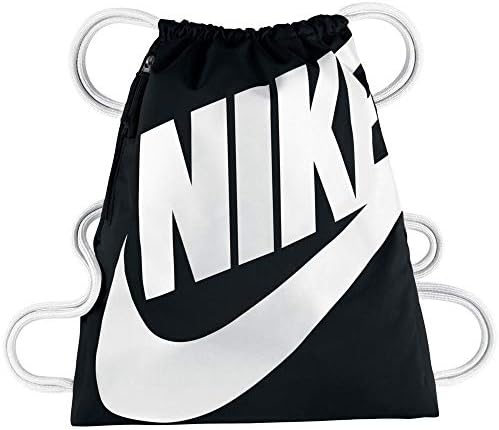 Nike Heritage Gymsack, Drawstring Backpack and Gym Bag with cinch sack closure and straps for comfort, Dark Grey/Black/Black Nike