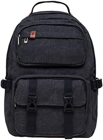 Рюкзак повседневный KAUKKO Vintage Casual полиэстер и кожа Rucksack Backpack (20-2-BLACK) KAUKKO