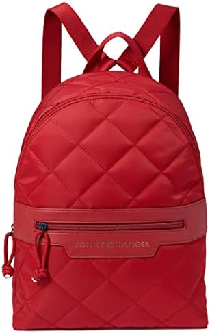 Tommy Hilfiger Daisy Medium Dome Backpack Quilted Smooth Nylon Tommy Red One Size Tommy Hilfiger