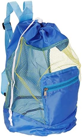 PATIKIL Mesh Beach Bag, Washable Large Mesh Backpack Sea Shell Bathroom Organizers Drawstring Storage Bags, Blue PATIKIL