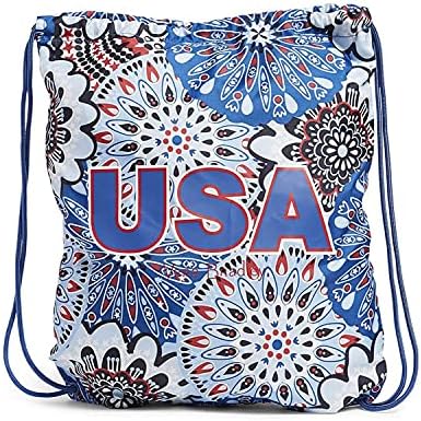 Рюкзак повседневный Vera Bradley Drawstring Backpack/Shoulder Bag, Fireworks Medallion/Red White Blue Vera Bradley