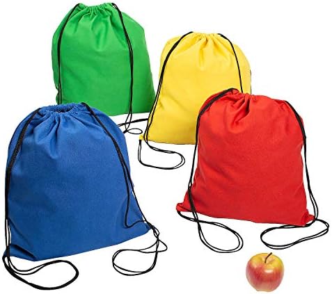 Рюкзак повседневный Fun Express Large Bright Canvas Drawstring Bags - Набор из 12 - Многоразовые аксессуары Fun Express