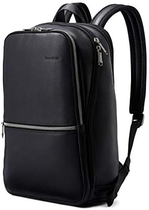 Samsonite Classic Leather Slim Backpack, Black, One Size Samsonite