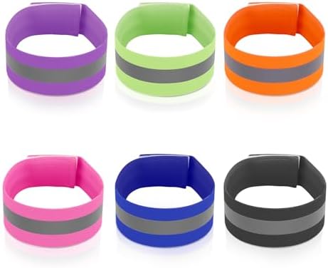 12pcs Reflective Bands, Elastic Reflective Bracelet Reflective Walking Gear Reflective Wristbands for Arm Ankle Wrist Leg Outdoor Enthusiasts Gift (Single Line Style) Peutier