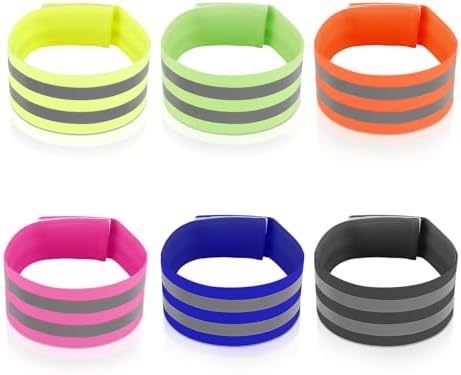 12pcs Reflective Bands, Elastic Reflective Armband Running Gear Reflective Wristbands for Arm Band Wrist Strap Ankle Leg, Outdoor Walking Accessories for Women and Men at Night(Double Line Style) Peutier