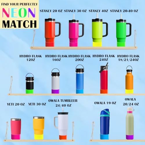 Силиконовый чехол Neon New Matte Luster для бутылок Owala 24oz, Stanley/Simple Modern 20-40oz, диаметр основания 7-7.5 см, антискользящее дно ZhaoHeFits