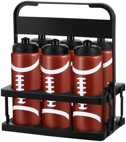 Yaomiao Water Bottle Carrier with 6 Bottles 20 oz Baseball Water Bottles with Carrier Squeeze Water Bottles Sports Team Water Bottles with Carrier for Fitness Bike Gym Yaomiao