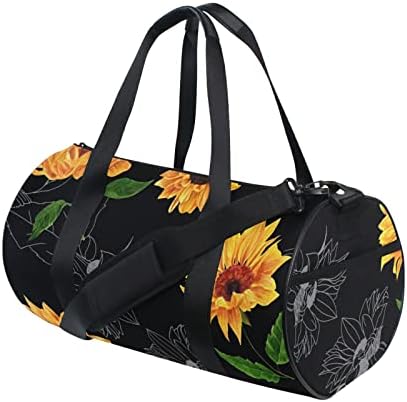 Сумка дорожная ALAZA Watercolor Sunflowers Black Background Duffel Bag ALAZA