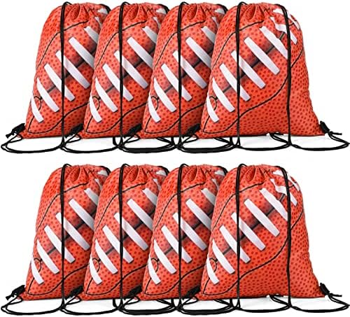 Shappy 8 Pieces Football Drawstring Bags Football Goodie Bags Sports Party Favor Gift Bags Drawstring Backpack Bags for Gym Sports Shappy