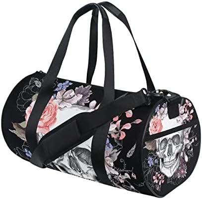 Сумка дорожная ALAZA Skull and Flowers Duffel Bag, Canvas Travel Bag for Gym Sports and Overnight ALAZA