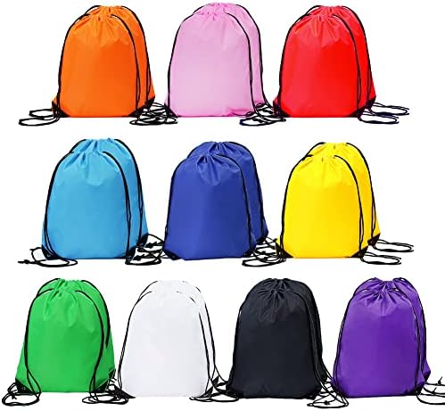 CODOBON 20 Pcs Drawstring Backpack Bulk Draw String Bags Cinch Polyester Bag for Gym Sport, 10 colors CODOBON