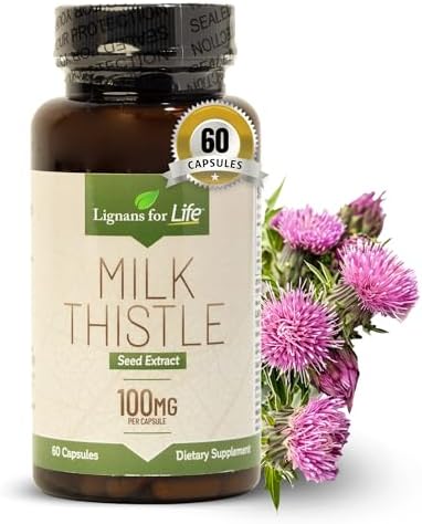 Lignans For Life Milk Thistle Seed Extract Herbal Supplement for Dogs, 100mg - 60 Vegetarian Capsules (Вегетарианские капсулы), Canine Liver Health, Natural Milk Thistle Supplement, Liver Supplement, Liver Support Supplement Lignans For Life