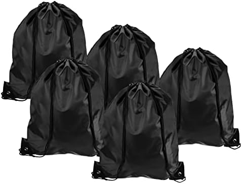 PATIKIL 42x34cm Nylon Drawstring Bag, 10 Pack Storage Bulk Cinch Backpack Sack for Gym Sports Outdoor Traveling, Black PATIKIL