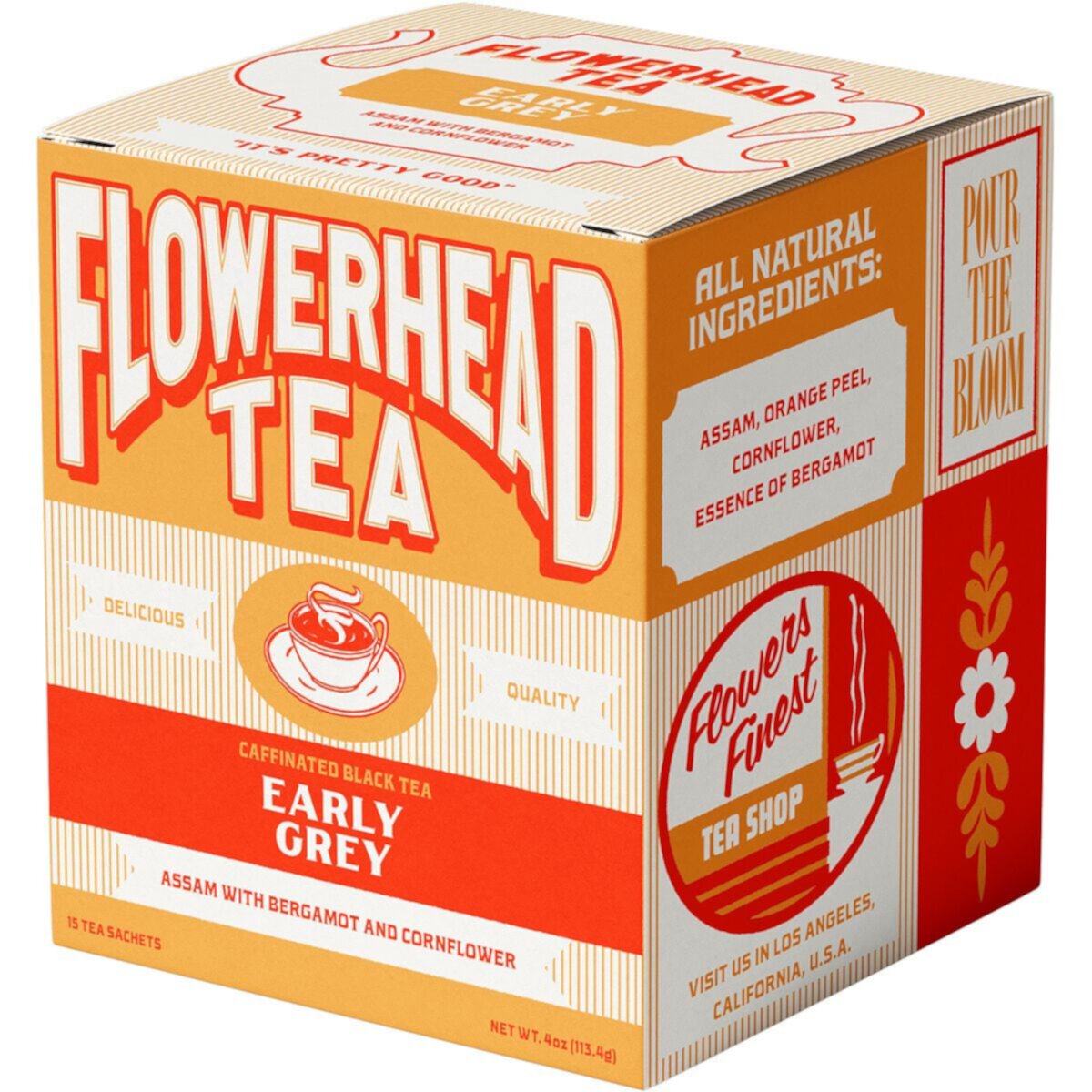 Чай Earl Grey Пакет, Ассам с бергамотом, Цветочная нотка василька, 20 пакетиков Flowerhead Tea