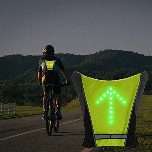 LED Turn Signal Safety Vest with Direction Indicator, USB Charging & Adjustable Bike Pack Accessory Guiding Light for Night Running Walking Cycling Gear - LED Glowing Reflective Backpack Fixinus