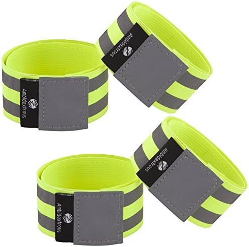 Reflective Bands for Men and Women | Reflectors for Runners, Cycling, Walking | Set of 4 Reflective Ankle Bands, Armbands, Wristbands | Reflector Tape Providing High Visibility Safety Apparel Ambidextrous