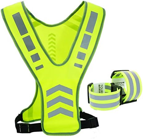 Reflective Running Vest Gear with Pocket for Women Men Kids, Safety Reflective Vest Bands for Night Cycling Walking Bicycle Jogging Tourun