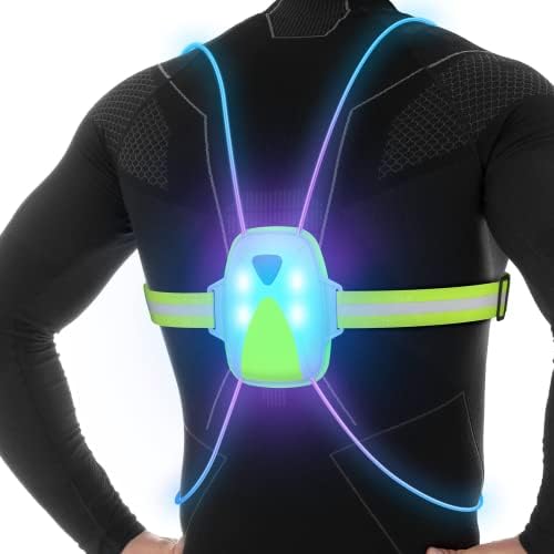 LED Reflective Running Vest with Front Light,Running Lights for Runners,Reflective Running Gear for Men/Women Running,Cycling or Walking, High Visibility Warning LED Lights Ni-SHEN