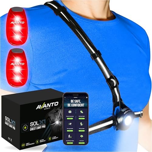 AVANTO Chest Light and LED Safety Light(2pcs), Dog Walking Light Set, Night Safety for Walking, Dogs, Bike, Stroller, Running, Reflective Gear for Runners, Dog Light Clip and Bicycle Safety Avanto Lifestyle