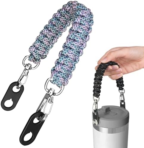 Paracord ручка для Тумблеров Stanley - Подходит для Iceflow Flip Straw и фляг - Ручка для бутылки, Плечевой ремень, Легкий монтаж, Идеально для переноски и прогулок - Голубой КАМУФЛЯЖ Gearproz