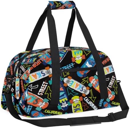 Сумка дорожная LLCXCSI Kids Overnighter Duffel Bags for Boys Girls, Carry-On Size Sports Gym Bag for School Practice or Overnight Travel Weekender Sleepover Workout Tote Bag, Skateboarding Sports LLCXCSI