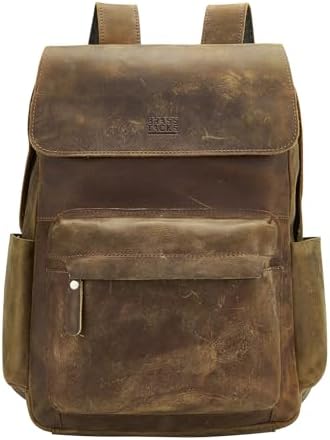 Сумка для ноутбука BRASS TACKS Leathercraft Backpack for Men Women Vintage Full Leather Rucksack Laptop Casual Travel Daypack BRASS TACKS Leathercraft