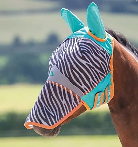 Shires Horse Fine Mesh Zebra Fly Mask with Ears and Nose (Cob) Shires