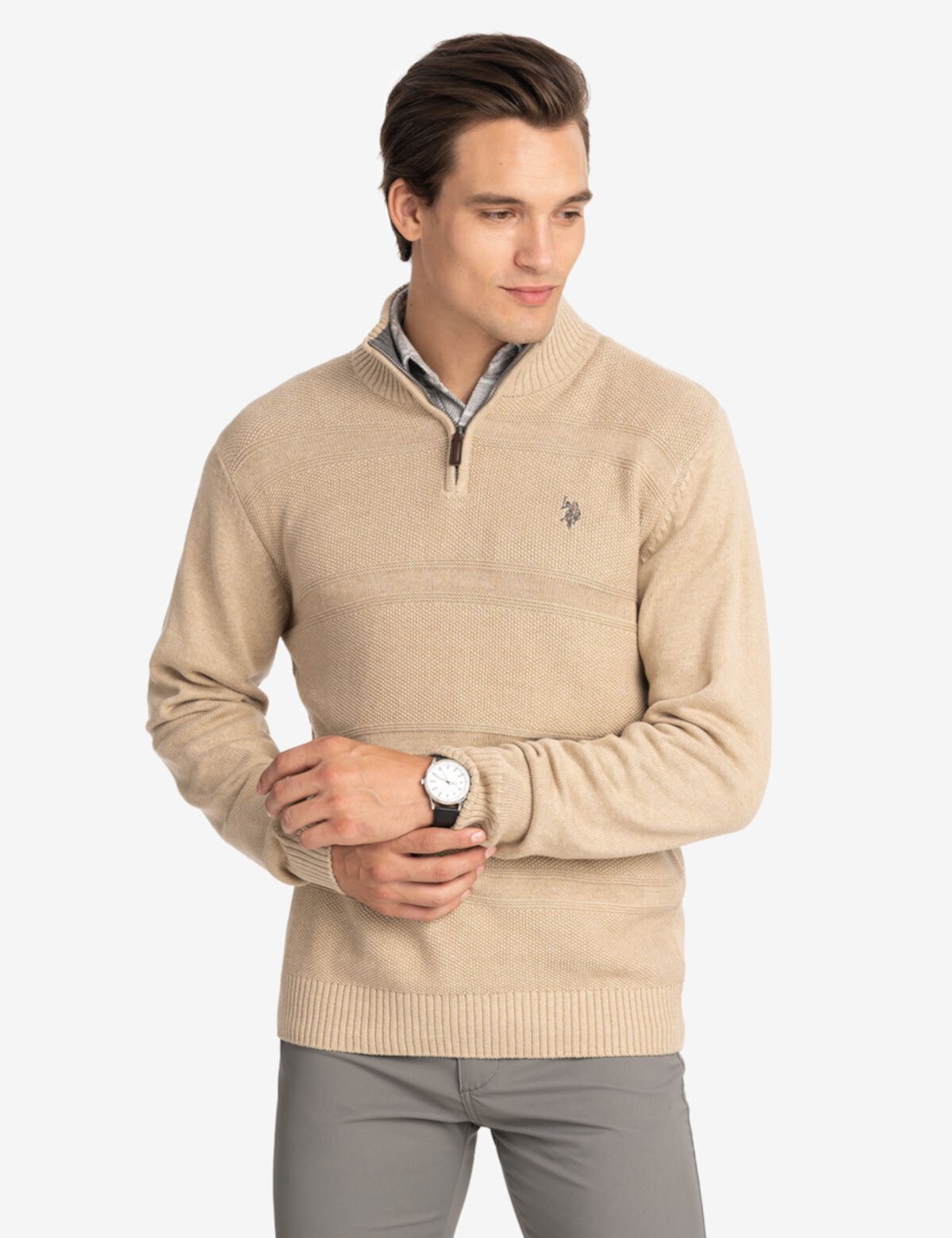 Мужской Свитер U.S. POLO ASSN. 1/4 ZIP TEXTURED U.S. Polo Assn.