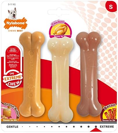 Игрушка для собак Nylabone Extreme 3 в 1: со вкусом арахисового масла, курицы и бекона, для собак весом до 11 кг Nylabone