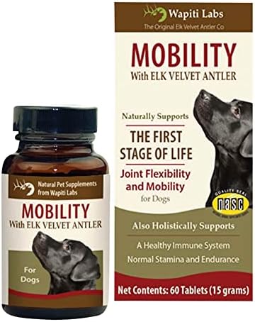 60 Count Dog Mobilty with Elk Velvet Antler Tablets Wapiti Labs