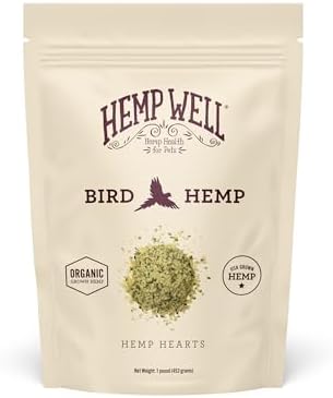 Hemp Well Organic Hemp Hearts –Reduces Feather Plucking, Promotes Relaxation, Immune Support, Organically Sourced, USA Grown, GMO Free – 1 Pound Bag Hemp Well