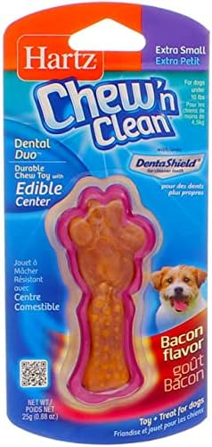 Игрушка для собак Chew N Clean Dental Duo, экстра маленькая, со вкусом бекона, 9 штук Hartz