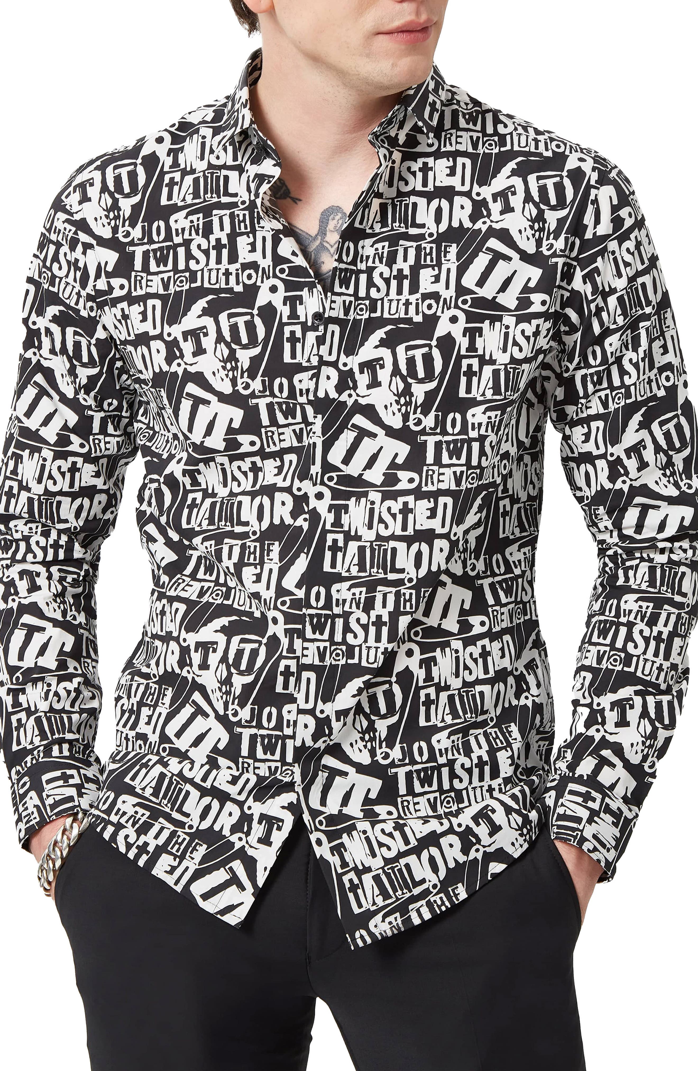 Graphic Punk Slim Fit Button-Up Shirt Twisted Tailor